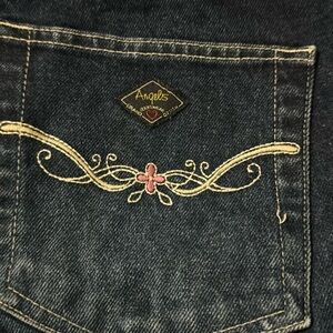 Angels Women’s Vintage Y2K Blue Rhinestone Embellished Flared Jeans - Size 5